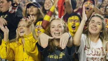 Florida State fans cheer on the Seminoles as they defeat the Miami Hurricanes 31-28 Saturday, Nov. 13, 2021.Fan Cam Fsu V Miami021