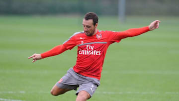 ST ALBANS, ENGLAND - OCTOBER 28: Santi Cazorla of Arsenal during a training session at London Colney on October 28, 2016 in St Albans, England. (Photo by Stuart MacFarlane/Arsenal FC via Getty Images)