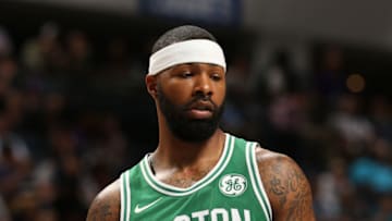CHARLOTTE, NC - OCTOBER 11: Marcus Morris #13 of the Boston Celtics looks on during the game against the Charlotte Hornets on October 11, 2017 at Spectrum Center in Charlotte, North Carolina. NOTE TO USER: User expressly acknowledges and agrees that, by downloading and or using this photograph, User is consenting to the terms and conditions of the Getty Images License Agreement. Mandatory Copyright Notice: Copyright 2017 NBAE (Photo by Kent Smith/NBAE via Getty Images)