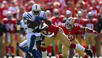 Reggie Wayne #87 of the Indianapolis Colts against the San Francisco 49ers (Photo by Jed Jacobsohn/Getty Images)