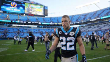 CHARLOTTE, NORTH CAROLINA - DECEMBER 15: Christian McCaffrey #22 of the Carolina Panthers walks off the field after their game against the Seattle Seahawks at Bank of America Stadium on December 15, 2019 in Charlotte, North Carolina. (Photo by Jacob Kupferman/Getty Images)