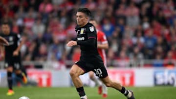 MIDDLESBROUGH, ENGLAND - MAY 12: Villa player Jack Grealish in action during the Sky Bet Championship Play Off Semi Final First Leg match between Middlesbrough and Aston Villa at Riverside Stadium on May 12, 2018 in Middlesbrough, England. (Photo by Stu Forster/Getty Images)
