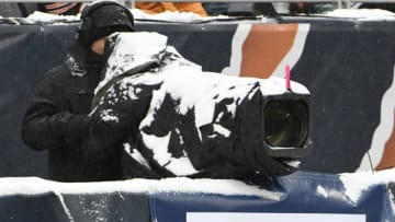 CHICAGO, IL- DECEMBER 24: A CBS cameraman during the fourth quarter of a game between the Chicago Bears and the Cleveland Browns on December 24, 2017 at Soldier Field in Chicago, Illinois. (Photo by David Banks/Getty Images) *** Local Caption ***