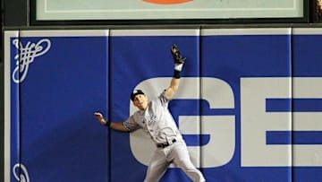May 5, 2016; Baltimore, MD, USA; New York Yankees outfielder Dustin Ackley (29) catches a fly ball in the ninth inning against the Baltimore Orioles at Oriole Park at Camden Yards. The Baltimore Orioles won 1-0. Mandatory Credit: Evan Habeeb-USA TODAY Sports