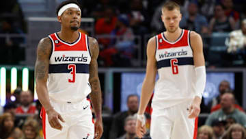 Bradley Beal and Kristaps Porzingis of the Washington Wizards (Photo by Duane Burleson/Getty Images)