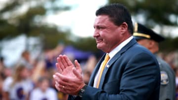 BATON ROUGE, LOUISIANA - NOVEMBER 30: Head coach Ed Orgeron of the LSU Tigers greets fans prior to the start of a game against the Texas A&M Aggies at Tiger Stadium on November 30, 2019 in Baton Rouge, Louisiana. (Photo by Sean Gardner/Getty Images)