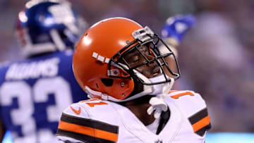 EAST RUTHERFORD, NJ - AUGUST 09: Antonio Callaway #11 of the Cleveland Browns reacts after missing the catch in the two point conversion in the first half against the New York Giants during their preseason game on August 9,2018 at MetLife Stadium in East Rutherford, New Jersey. (Photo by Elsa/Getty Images)