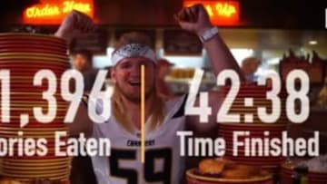 Photo Credit: Bleacher Report via Youtube Screenshot on "Watch an NFL Linebacker Eat 21,396 Calories in 43 Minutes"