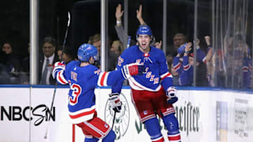 NEW YORK, NEW YORK - OCTOBER 29: Filip Chytil #72 of the New York Rangers celebrates his game winning goal at 12:46 of the third period against the Tampa Bay Lightning at Madison Square Garden on October 29, 2019 in New York City. The Rangers defeated the Lightning 4-1. (Photo by Bruce Bennett/Getty Images)