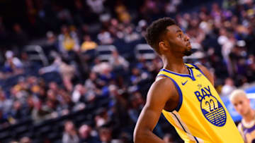 SAN FRANCISCO, CA - FEBRUARY 8: Andrew Wiggins #22 of the Golden State Warriors looks on during a game against the Los Angeles Lakers on February 8, 2020 at Chase Center in San Francisco, California. NOTE TO USER: User expressly acknowledges and agrees that, by downloading and or using this photograph, user is consenting to the terms and conditions of Getty Images License Agreement. Mandatory Copyright Notice: Copyright 2020 NBAE (Photo by Noah Graham/NBAE via Getty Images)
