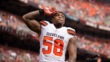 Sep 18, 2016; Cleveland, OH, USA; Cleveland Browns inside linebacker Chris Kirksey (58) before the game against the Baltimore Ravens at FirstEnergy Stadium. The Ravens defeated the Browns 25-20. Mandatory Credit: Scott R. Galvin-USA TODAY Sports