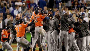 LOS ANGELES, CA - NOVEMBER 01: The Houston Astros celebrate (Photo by Christian Petersen/Getty Images)
