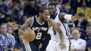 MEMPHIS, TN - APRIL 22: Kawhi Leonard #2 of the San Antonio Spurs (Photo by Andy Lyons/Getty Images)