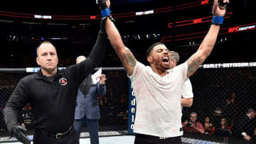 ORLANDO, FL - FEBRUARY 24: Max Griffin reacts after his unanimous-decision victory over Mike Perry in their welterweight bout during the UFC Fight Night event at Amway Center on February 24, 2018 in Orlando, Florida. (Photo by Jeff Bottari/Zuffa LLC/Zuffa LLC via Getty Images)