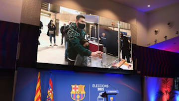 Lionel Messi voting for FC Barcelona presidential election (Photo by LLUIS GENE/AFP via Getty Images)