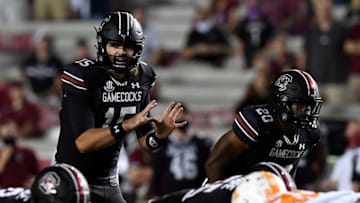 Quarterback Collin Hill #15 of the South Carolina Gamecocks. (Photo by Mike Comer/Getty Images)