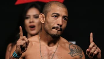RIO DE JANEIRO, BRAZIL - JUNE 02: Jose Aldo of Brazil steps on the scale during the UFC 212 weigh-in at Jeunesse Arena on June 02, 2017 in Rio de Janeiro, Brazil. (Photo by Buda Mendes/Zuffa LLC/Zuffa LLC via Getty Images)