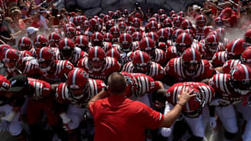 RALEIGH, NC - SEPTEMBER 01: Head coach Dave Doeren and the North Carolina State Wolfpack prepare to take the field during their game against the James Madison Dukes at Carter-Finley Stadium on September 1, 2018 in Raleigh, North Carolina. (Photo by Grant Halverson/Getty Images)