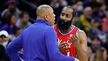 Doc Rivers, James Harden, Sixers (Photo by Tim Nwachukwu/Getty Images)