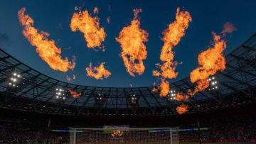 Fireworks display at the home of West Ham United. (Photo by Sebastian Frej/MB Media/Getty Images)