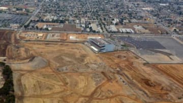 Sep 4, 2015; Inglewood, CA, USA; General aerial view of Hollywood Park racetrack. The site is a proposed location for an 80,000-seat NFL stadium by St. Louis Rams owner Stan Kroenke (not pictured). Mandatory Credit: Kirby Lee-USA TODAY Sports