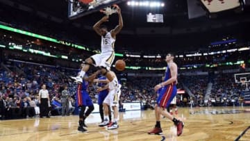 NEW ORLEANS, LA - JANUARY 21: Alonzo Gee #15 of the New Orleans Pelicans dunks against the Detroit Pistons during the first half of a game at the Smoothie King Center on January 21, 2016 in New Orleans, Louisiana. NOTE TO USER: User expressly acknowledges and agrees that, by downloading and or using this photograph, User is consenting to the terms and conditions of the Getty Images License Agreement. (Photo by Stacy Revere/Getty Images)