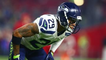 Dec 21, 2014; Glendale, AZ, USA; Seattle Seahawks safety Earl Thomas (29) against the Arizona Cardinals at University of Phoenix Stadium. The Seahawks defeated the Cardinals 35-6. Mandatory Credit: Mark J. Rebilas-USA TODAY Sports