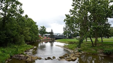 WHITE SULPHUR SPRINGS, WV - JULY 08: A general view of the first hole during round three of The Greenbrier Classic held at the Old White TPC on July 8, 2017 in White Sulphur Springs, West Virginia. (Photo by Jared C. Tilton/Getty Images)