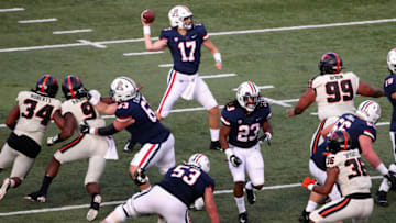 TUCSON, ARIZONA - NOVEMBER 02: Quarterback Grant Gunnell #17 of the Arizona Wildcats throws a pass during the second half of the NCAAF game against the Oregon State Beavers at Arizona Stadium on November 02, 2019 in Tucson, Arizona. (Photo by Christian Petersen/Getty Images)