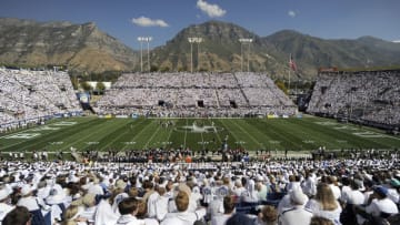 PROVO, UT - SEPTEMBER 20: General view of LaVell Edwards Stadium during the game between the Virginia Cavaliers and the Brigham Young Cougars on September 20, 2014 in Provo, Utah. (Photo by Gene Sweeney Jr/Getty Images )