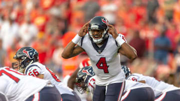 KANSAS CITY, MO - AUGUST 09: Houston Texans quarterback Deshaun Watson (4) during the NFL preseason game against the Kansas City Chiefs on August 9, 2018 at Arrowhead Stadium in Kansas City, Missouri. (Photo by William Purnell/Icon Sportswire via Getty Images)