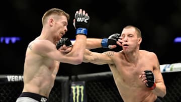 NEW YORK, NY - NOVEMBER 04: James Vick lands a punch against Joe Duffy of Ireland in their lightweight bout during the UFC 217 event at Madison Square Garden on November 4, 2017 in New York City. (Photo by Jeff Bottari/Zuffa LLC/Zuffa LLC via Getty Images)
