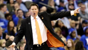 OMAHA, NE - MARCH 23: Head coach Brad Brownell of the Clemson Tigers reacts against the Kansas Jayhawks during the second half in the 2018 NCAA Men's Basketball Tournament Midwest Regional at CenturyLink Center on March 23, 2018 in Omaha, Nebraska. The Kansas Jayhawks defeated the Clemson Tigers 80-76. (Photo by Streeter Lecka/Getty Images)