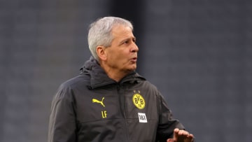 DORTMUND, GERMANY - DECEMBER 12: Lucien Favre, Head Coach of Borussia Dortmund looks on prior to the Bundesliga match between Borussia Dortmund and VfB Stuttgart at Signal Iduna Park on December 12, 2020 in Dortmund, Germany. Sporting stadiums around Germany remain under strict restrictions due to the Coronavirus Pandemic as Government social distancing laws prohibit fans inside venues resulting in games being played behind closed doors. (Photo by Lars Baron/Getty Images)
