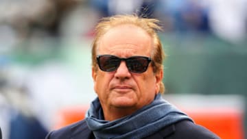 EAST RUTHERFORD, NJ - DECEMBER 24: Los Angeles Chargers Owner Dean Spanos on the field prior to the National Football League game between the New York Jets and the Los Angeles Chargers on December 24, 2017, at MetLife Stadium in East Rutherford, NJ. (Photo by Rich Graessle/Icon Sportswire via Getty Images)