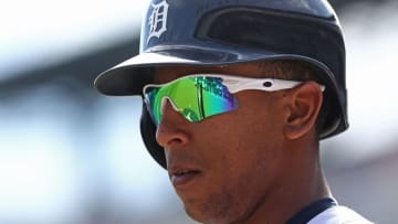 Apr 24, 2016; Detroit, MI, USA; Detroit Tigers center fielder Anthony Gose (12) against the Cleveland Indians at Comerica Park. The Indians won 6-3. Mandatory Credit: Aaron Doster-USA TODAY Sports