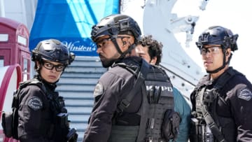 “Farewell” – When control of a university chemistry lab is seized, the SWAT team races to thwart a devastating terror attack, on the fifth season finale of the CBS Original series S.W.A.T., Sunday, May 22 (10:00-11:00 PM, ET/PT) on the CBS Television Network, and available to stream live and on demand on Paramount+*.Pictured (L-R): Lina Esco as Christina “Chris” Alonso, Shemar Moore as Daniel “Hondo” Harrelson and David Lim as Victor Tan.Photo: Bill Inoshita/CBS ©2022 CBS Broadcasting, Inc. All Rights Reserved.
