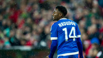 BILBAO, SPAIN - FEBRUARY 25: Georges-Kevin N'Koudou of Marseille reacts during the UEFA Europa League Round of 32: Second Leg match between Athletic Club and Marseille at San Mames Stadium on February 25, 2016 in Bilbao, Spain. (Photo by Juan Manuel Serrano Arce/Getty Images)