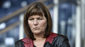 Veronique Rabiot, mother of Paris Saint-Germain's French midfielder Adrien Rabiot is pictured during the French L1 football match between Paris Saint-Germain (PSG) vs Guingamp on May 8, 2015 at the Parc des Princes stadium in Paris. AFP PHOTO / FRANCK FIFE (Photo credit should read FRANCK FIFE/AFP/Getty Images)