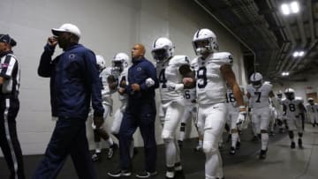 PITTSBURGH, PA - SEPTEMBER 08: Head coach James Franklin of the Penn State Nittany Lions leads his team to the field against the Pittsburgh Panthers on September 8, 2018 at Heinz Field in Pittsburgh, Pennsylvania. (Photo by Justin K. Aller/Getty Images)