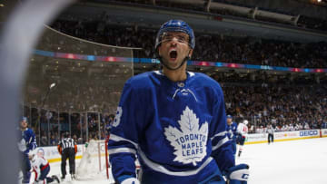 TORONTO, ON - JANUARY 23: Nazem Kadri #43 of the Toronto Maple Leafs celebrates his goal during the first period against the Washington Capitals at the Scotiabank Arena on January 23, 2019 in Toronto, Ontario, Canada. (Photo by Mark Blinch/NHLI via Getty Images)