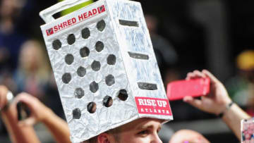 ATLANTA, GA - SEPTEMBER 17: An Atlanta Falcons fan looks on prior to the game between the Green Bay Packers and the Atlanta Falcons at Mercedes-Benz Stadium on September 17, 2017 in Atlanta, Georgia. (Photo by Scott Cunningham/Getty Images)