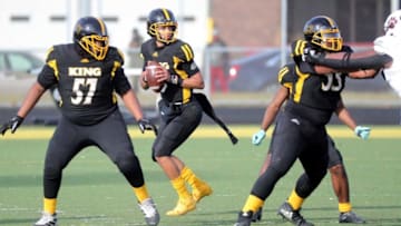 Auburn footballDetroit King QB Dante Moore looks to pass during River Rouge's 33-30 regional final win on Saturday, Jan. 9, 2021, at King.Preps Div3