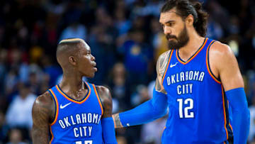 Dennis Schroder, Steven Adams, OKC Thunder (Photo by Zach Beeker/NBAE via Getty Images)