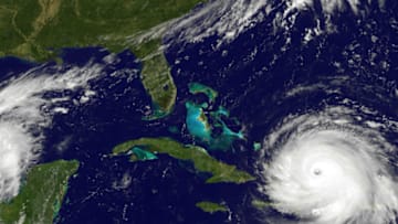 CARIBBEAN SEA - SEPTEMBER 7: In this NOAA handout image, NOAA's GOES satellite shows Hurricane Irma as it moves towards the Florida Coast in the Caribbean Sea taken at 16:15 UTC on September 07, 2017. Irma is a category 5 hurricane and will bring life-threatening wind, storm surge, and rainfall hazards to the Virgin Islands and Puerto Rico. The state of Florida is in the track of where the hurricane may make landfall. (Photo by NOAA GOES Project via Getty Images)