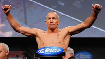 MONTREAL, CANADA - NOVEMBER 16: Georges St-Pierre weighs in during the official UFC 154 weigh in at New City Gas on November 16, 2012 in Montreal, Quebec, Canada. (Photo by Josh Hedges/Zuffa LLC/Zuffa LLC via Getty Images)