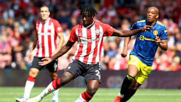SOUTHAMPTON, ENGLAND - AUGUST 22: Mohammed Salisu of Southampton during the Premier League match between Southampton and Manchester United at St Mary's Stadium on August 22, 2021 in Southampton, England. (Photo by Michael Steele/Getty Images)