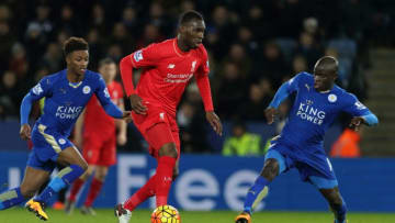 LEICESTER, ENGLAND - FEBRUARY 02: Christian Benteke of Liverpool during the Barclays Premier League match between Leicester City and Liverpool at the King Power Stadium on February, 2016 in Leicester, England. (Photo by Matthew Ashton - AMA/Getty Images)