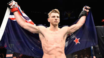 LAS VEGAS, NV - JULY 07: Dan Hooker of New Zealand celebrates his victory after his lightweight fight during the UFC 226 event inside T-Mobile Arena on July 7, 2018 in Las Vegas, Nevada. (Photo by Josh Hedges/Zuffa LLC/Zuffa LLC via Getty Images)