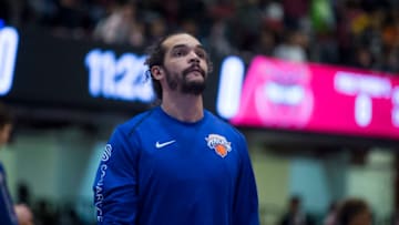 WESTCHESTER, NY - NOVEMBER 29: Joakim Noah #13 of the Westchester Knicks warms up before an NBA G-League game against the Maine Red Claws on November 29, 2017 at Westcester County Center in White Plains, New York. NOTE TO USER: User expressly acknowledges and agrees that, by downloading and or using this photograph, User is consenting to the terms and conditions of the Getty Images License Agreement. Mandatory Copyright Notice: Copyright 2017 NBAE (Photo by Michelle Farsi/NBAE via Getty Images)